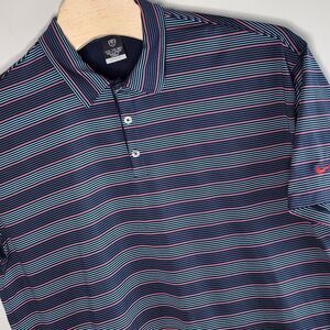 Nike Dri-Fit UV Shirt Mens‎ Size XXL  Striped Short Sleeve Navy Red Blue READ